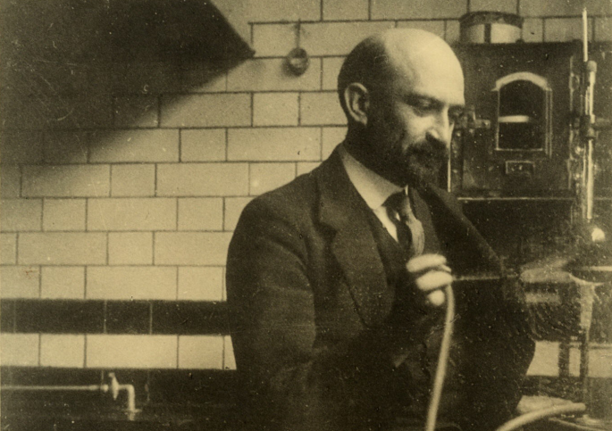 Dr. Chaim Weizmann in his laboratory